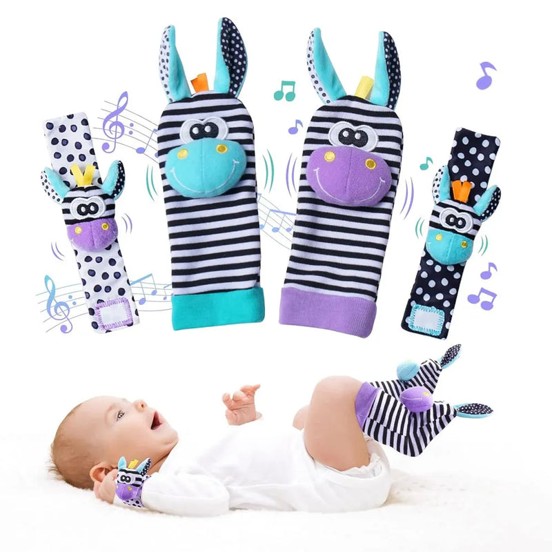 Educational Baby Socks and Wrist Rattle Set