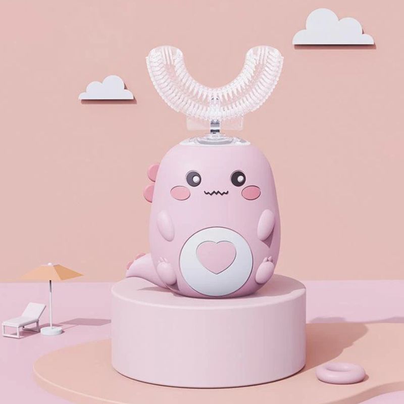 Pink Dino U-shaped Electric Toothbrush for Kids